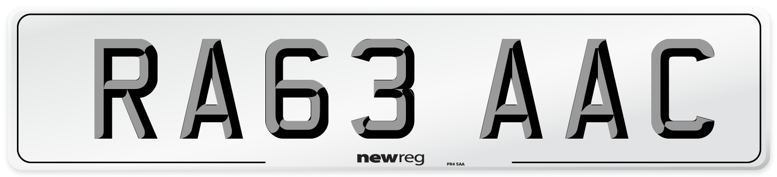 RA63 AAC Number Plate from New Reg